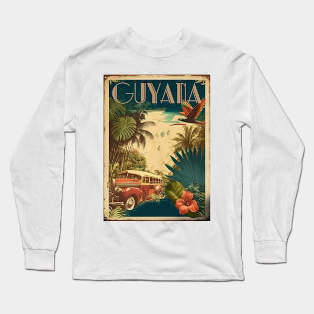 Guyana Vintage Travel Art Poster Long Sleeve T-Shirt by OldTravelArt